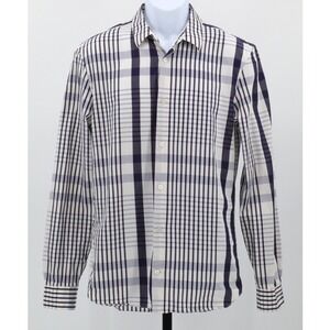 Acne Studios Button Down Shirt Sid Check Plaid Blue Cotton Slim Fit Size 50